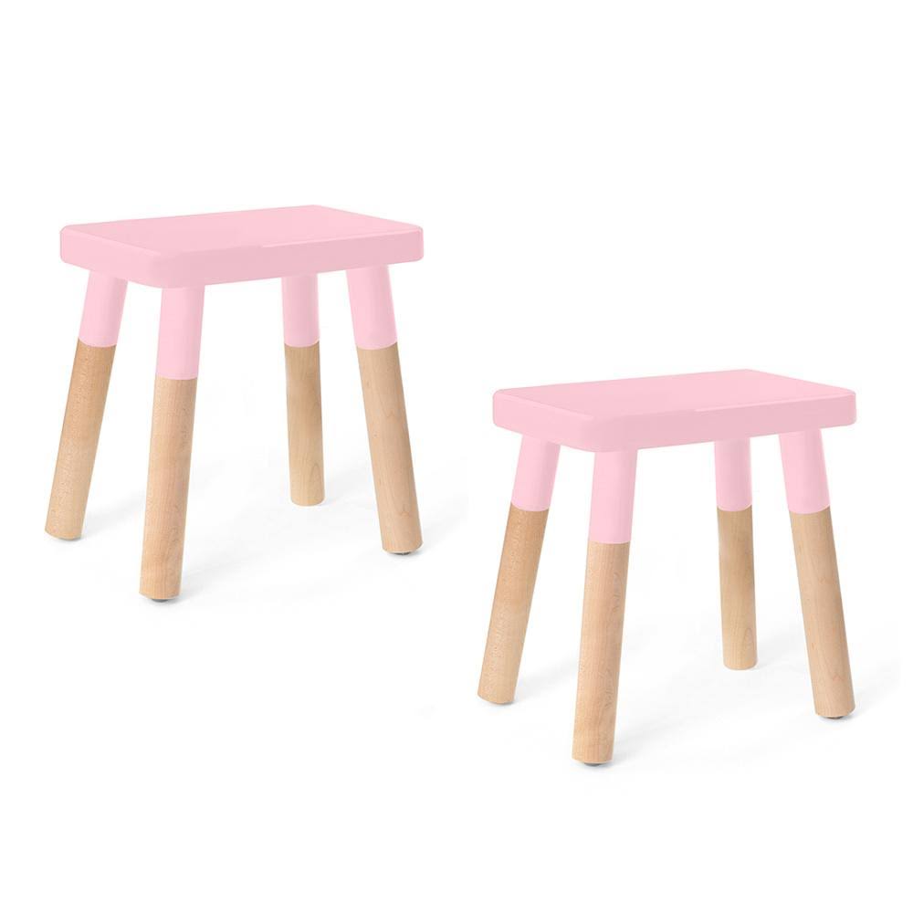Set of 2 Wood Veneer Kids Chairs Walnut/Pink P6499