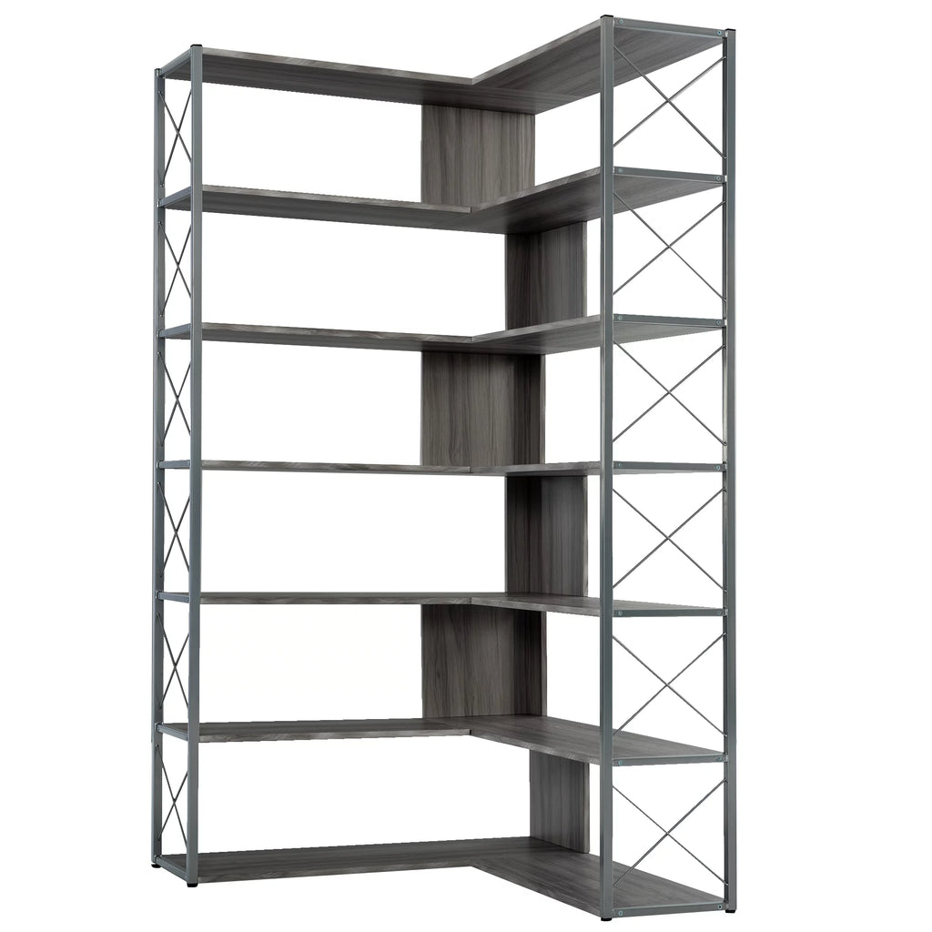 L-Shaped Corner Bookshelf with Metal Frame L967013