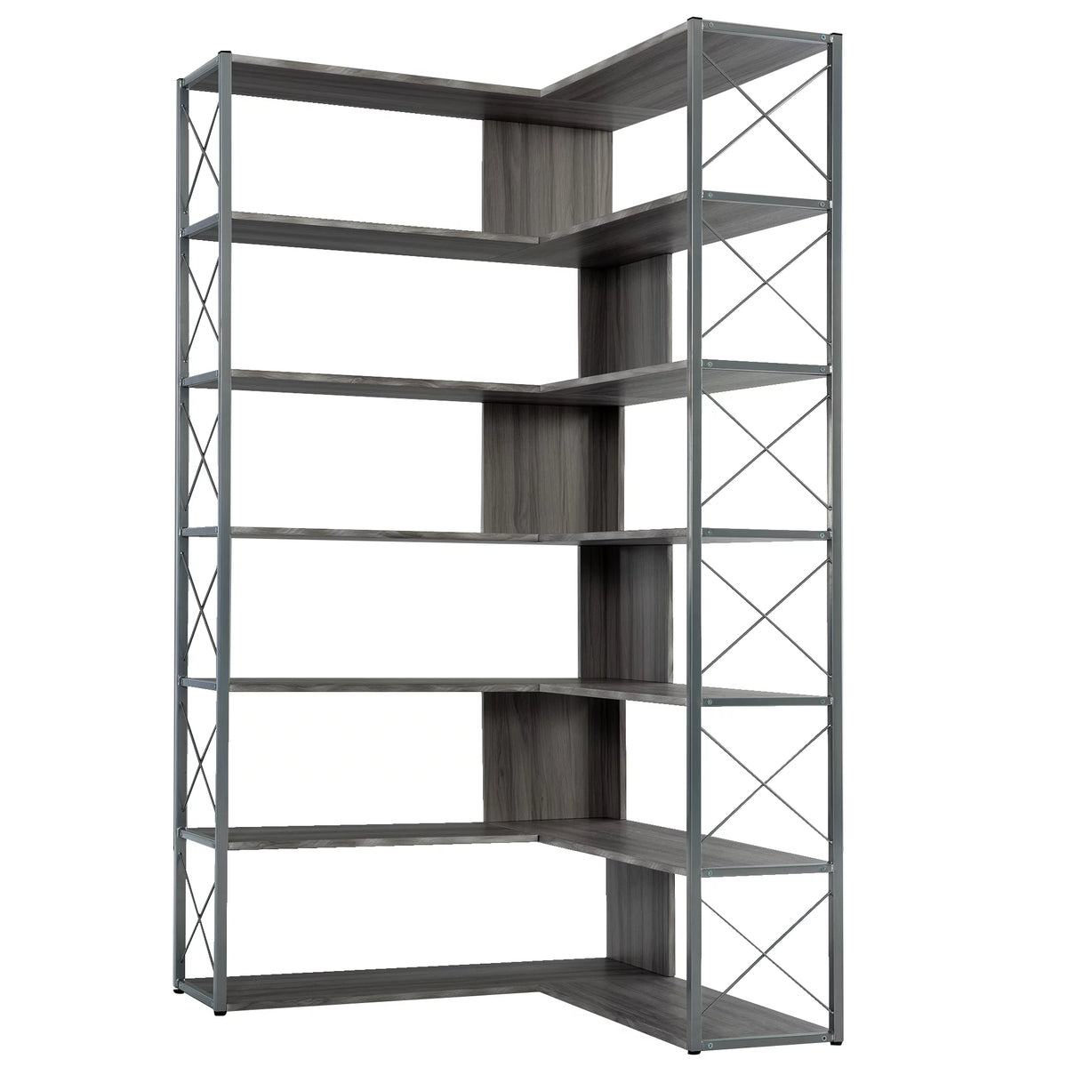 L-Shaped Corner Bookshelf with Metal Frame L967013