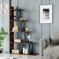 5 Tier Wooden Bookshelf with Metal Frame W53315