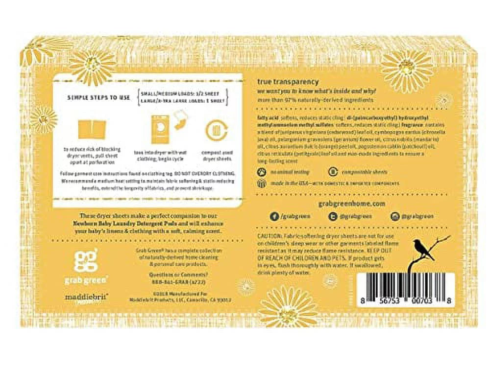 Baby Laundry Dryer Sheets Calming Chamomile 3 Count B131651