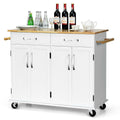 White Wood Top Rolling Kitchen Utility Cart D869