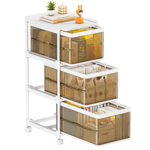 3 Drawer Plastic Storage Organizer with Wheels H3201