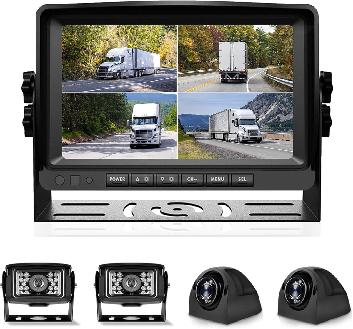 1080P 9" Wired Backup Camera System Kit with Built-in DVR, IP69 Waterproof, Split Screen, Night Vision Reversing Camera O6691