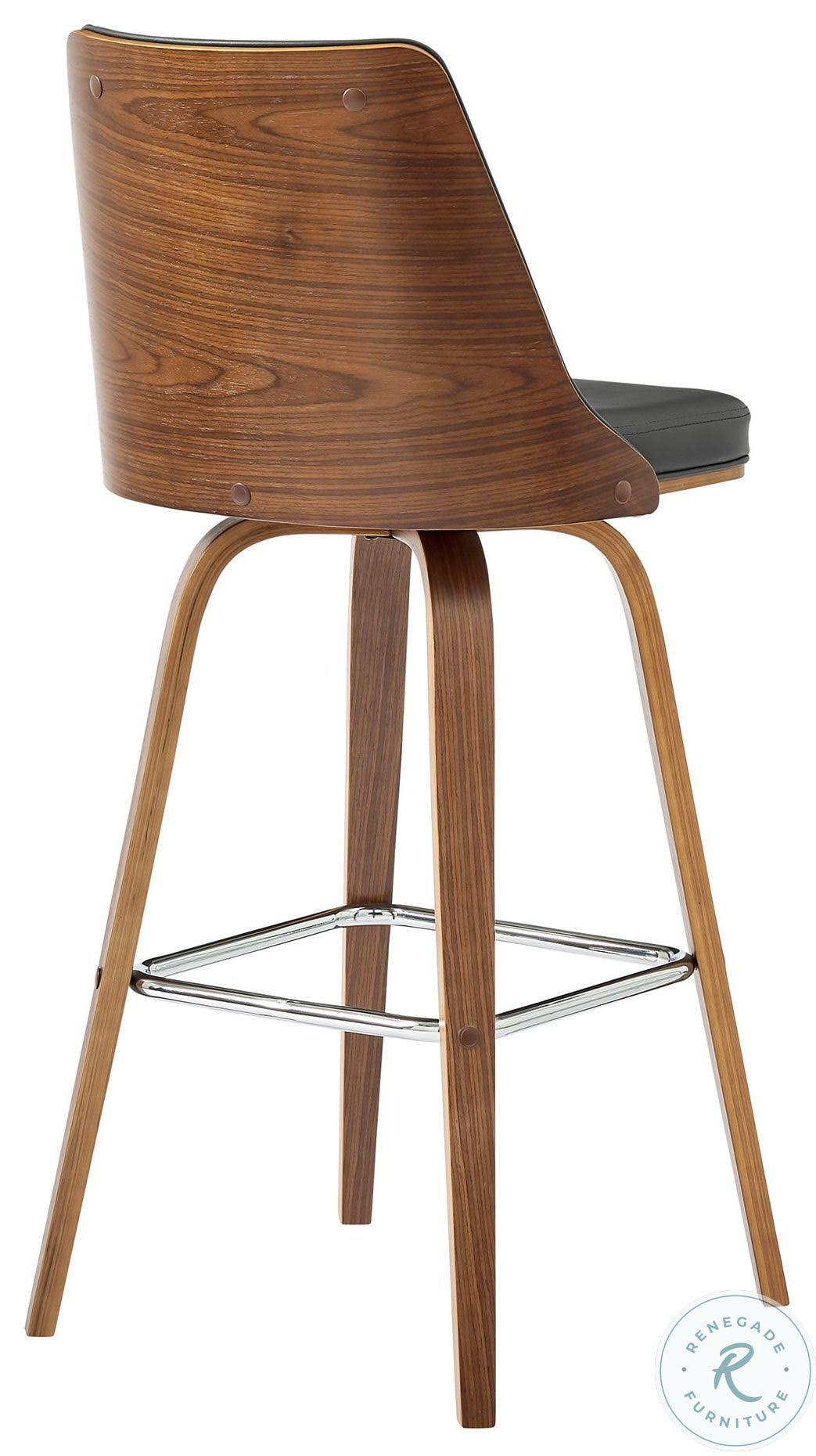 Gray Faux Leather and Walnut Wood Swivel Counter Stool N46485