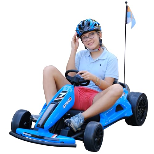 24V 10Ah Electric Go Kart with Drifting Function, 2WD Ride On Car, White C908