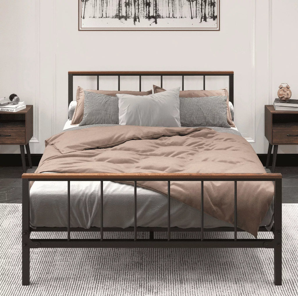 Queen Metal Platform Bed Frame with Headboard and Footboard Z434