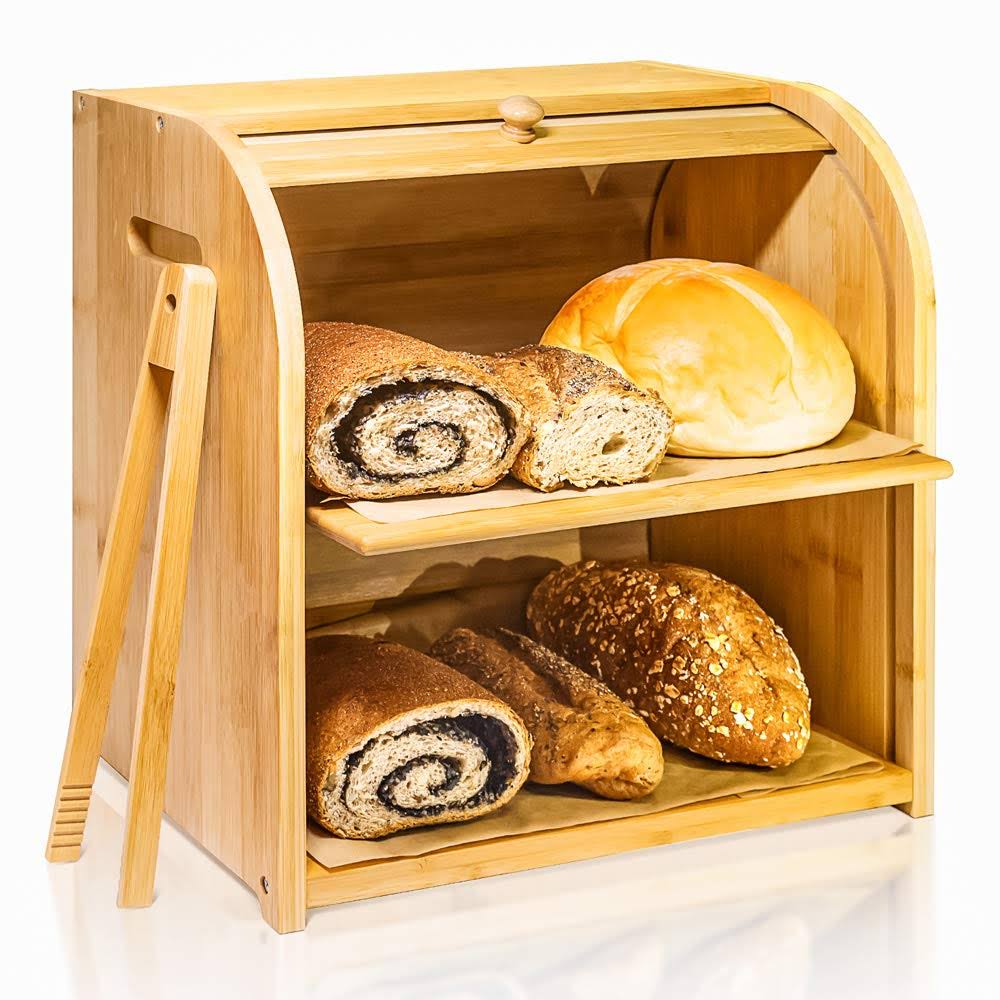 Bamboo 2 Layer Rolltop Bread Box G115