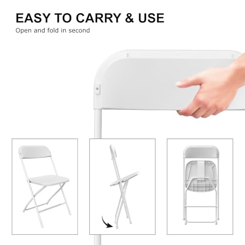 Black Plastic Folding Chairs with Steel Frame, 10 Pack Q7083