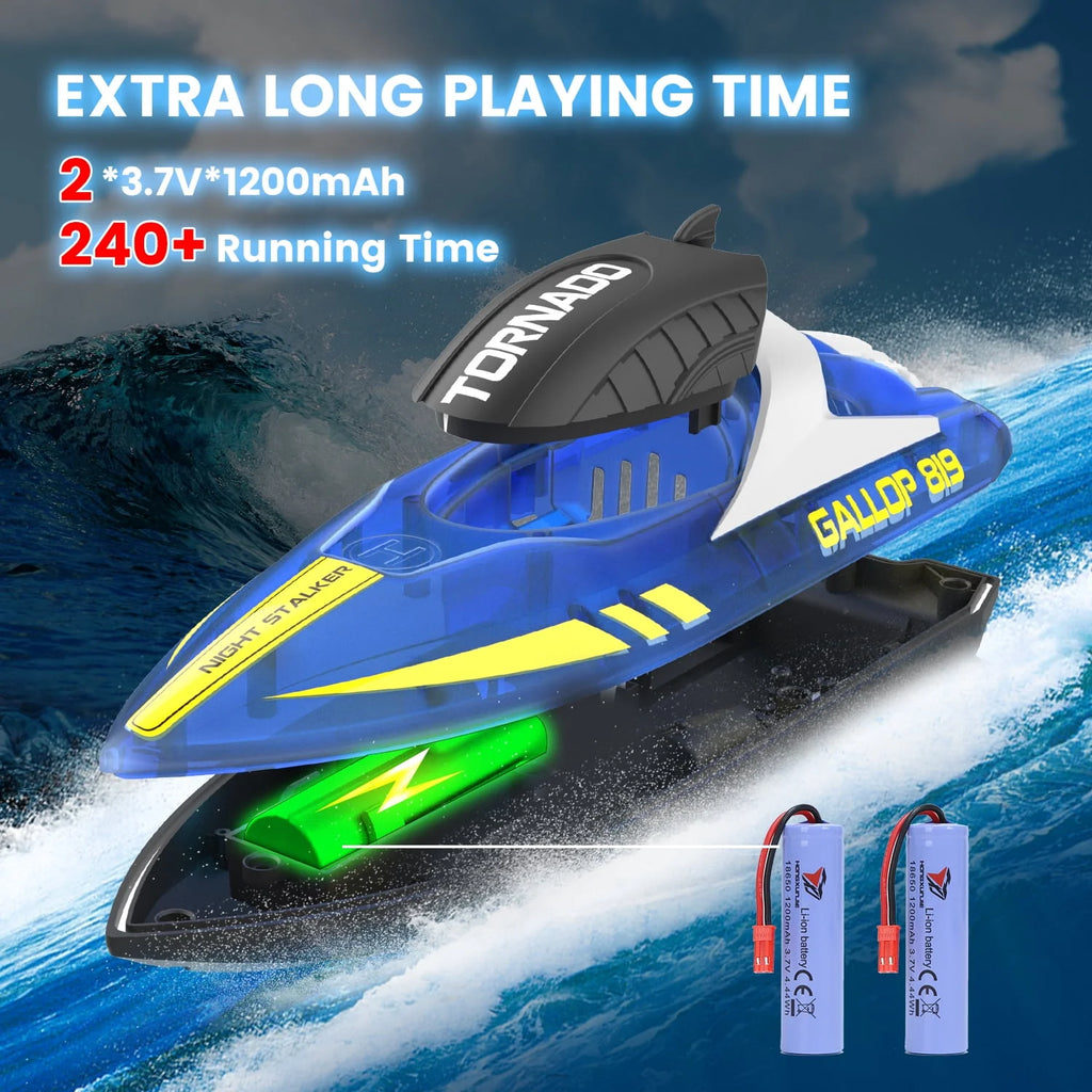 Remote Control Boat with LED Lights, 2 Rechargeable Battery K764211