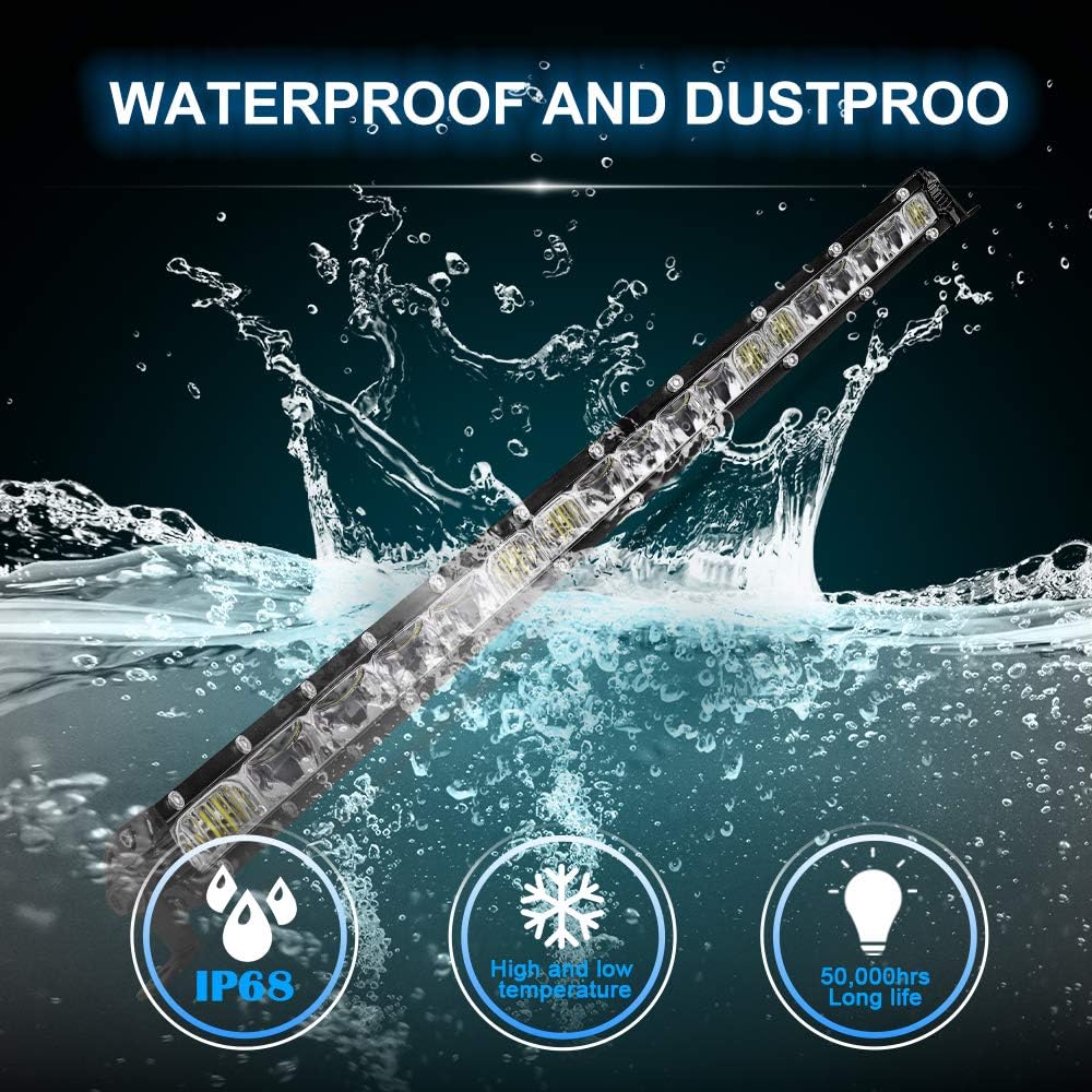 20 inch Single Row LED Light Bar Spot Flood Combo Beam 12V 24V Off Road Work Light Pack of 2 V1467