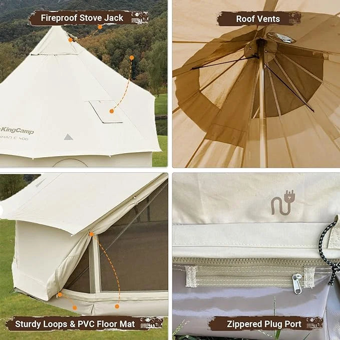 Canvas Bell Tent with Stove Jack Hole, 8-People 4 Seasons I37036