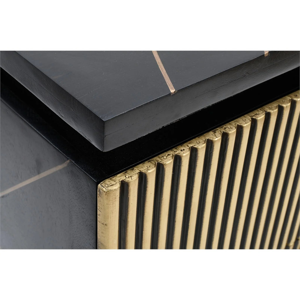 5-Drawer Wood Chest in Black/Gold O10691