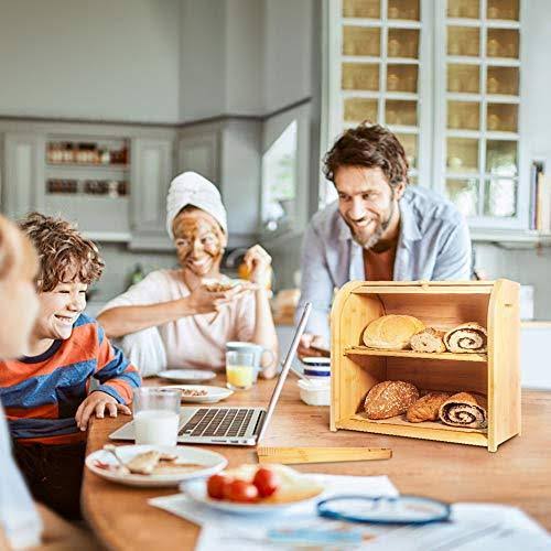 Bamboo 2 Layer Rolltop Bread Box G115