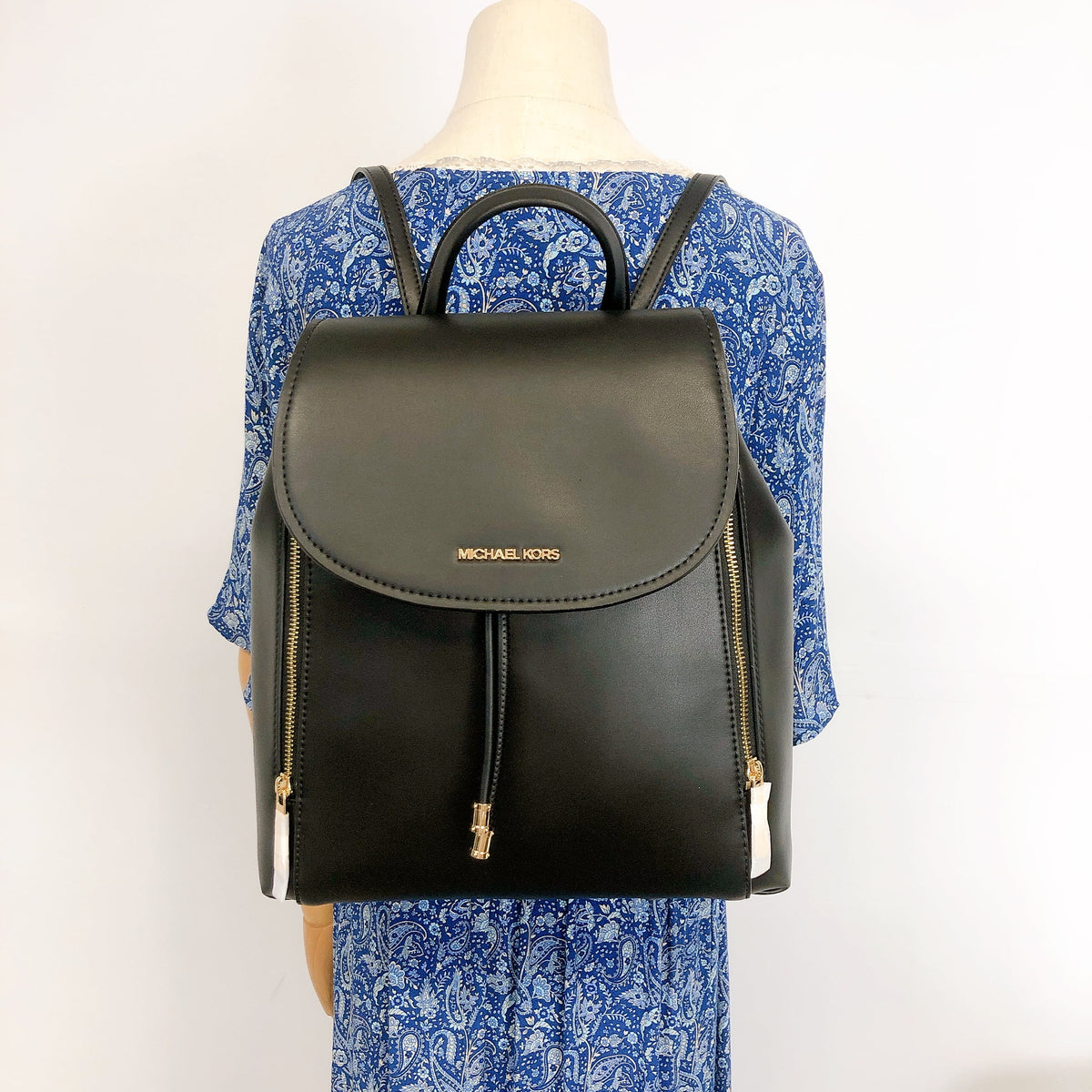 Black Leather Drawstring Backpack I758542