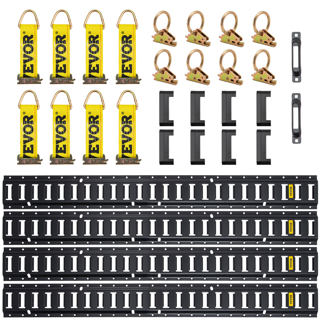 30Pcs 5ft Steel E Track Tie-Down Rail Kit with D-Ring R21492