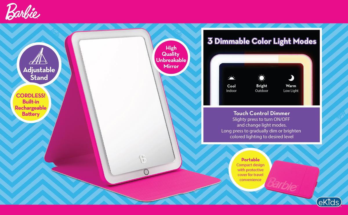 Barbie Travel Mirror with Light and Adjustable Stand Q486006