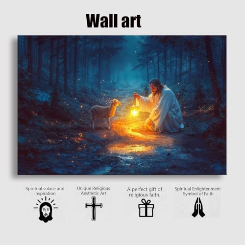 Jesus and Lamb Canvas Wall Art E310