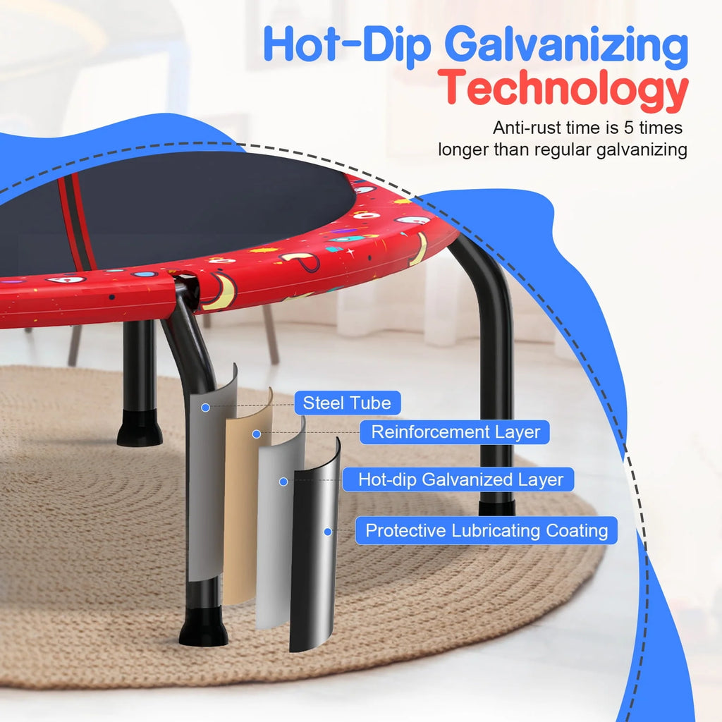 66 Kids Trampoline with Basketball Hoop and Safety Enclosure Net T44190