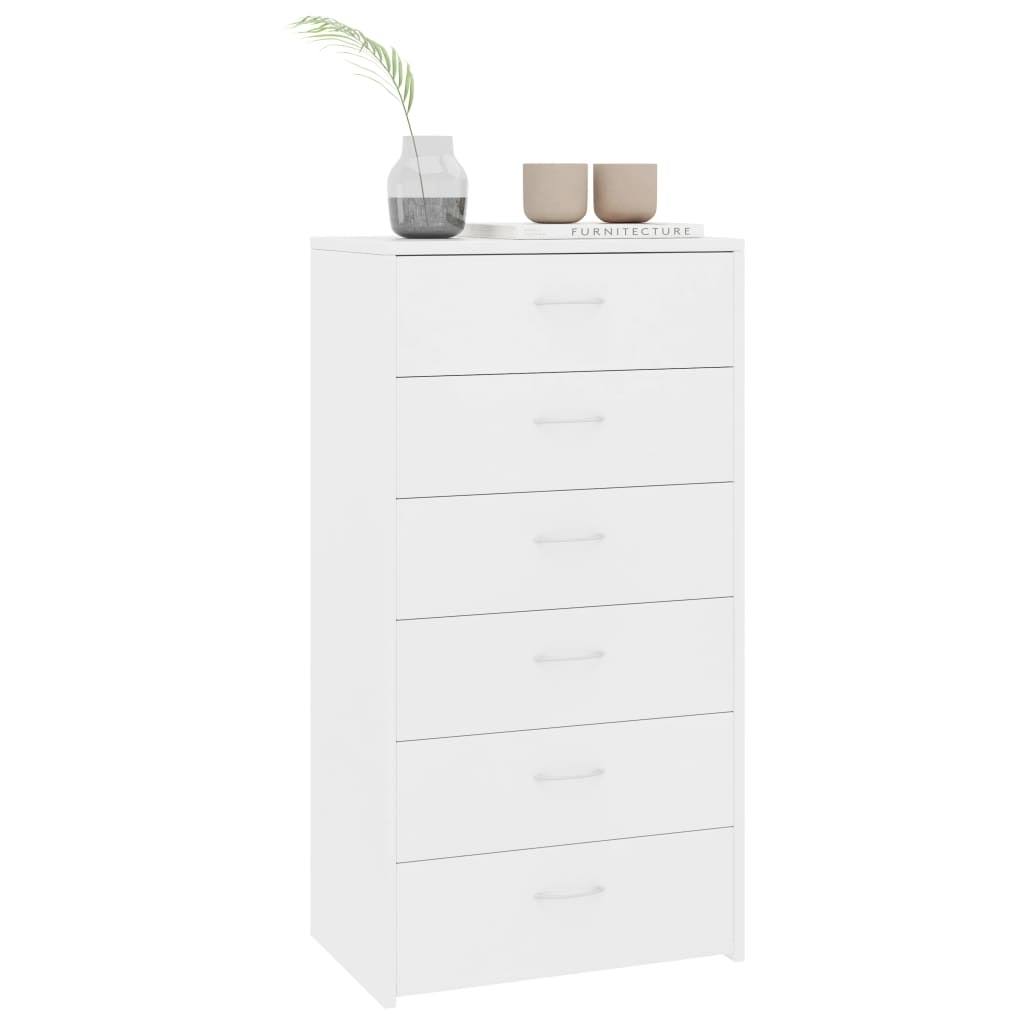 White 6 Drawer Sideboard Chipboard H75688
