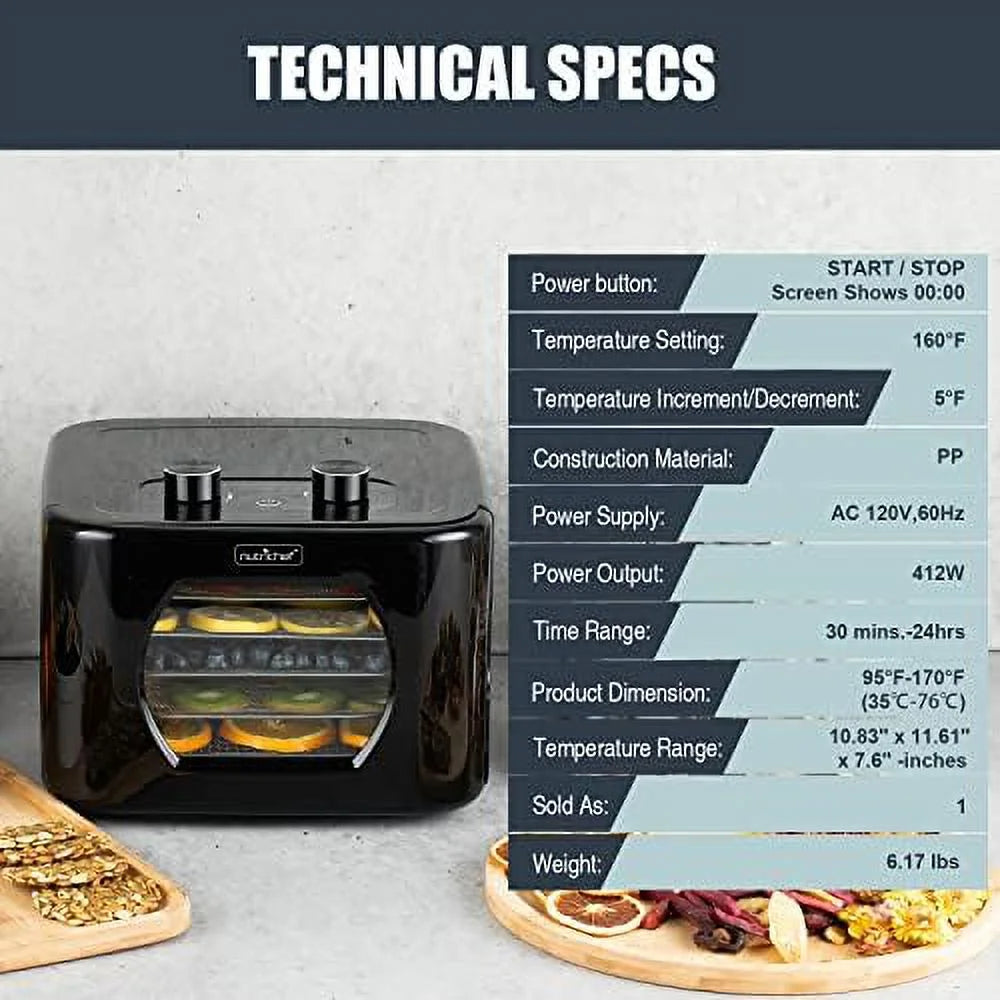 Electric Countertop Food Dehydrator with 4 Stainless Steel Trays C634