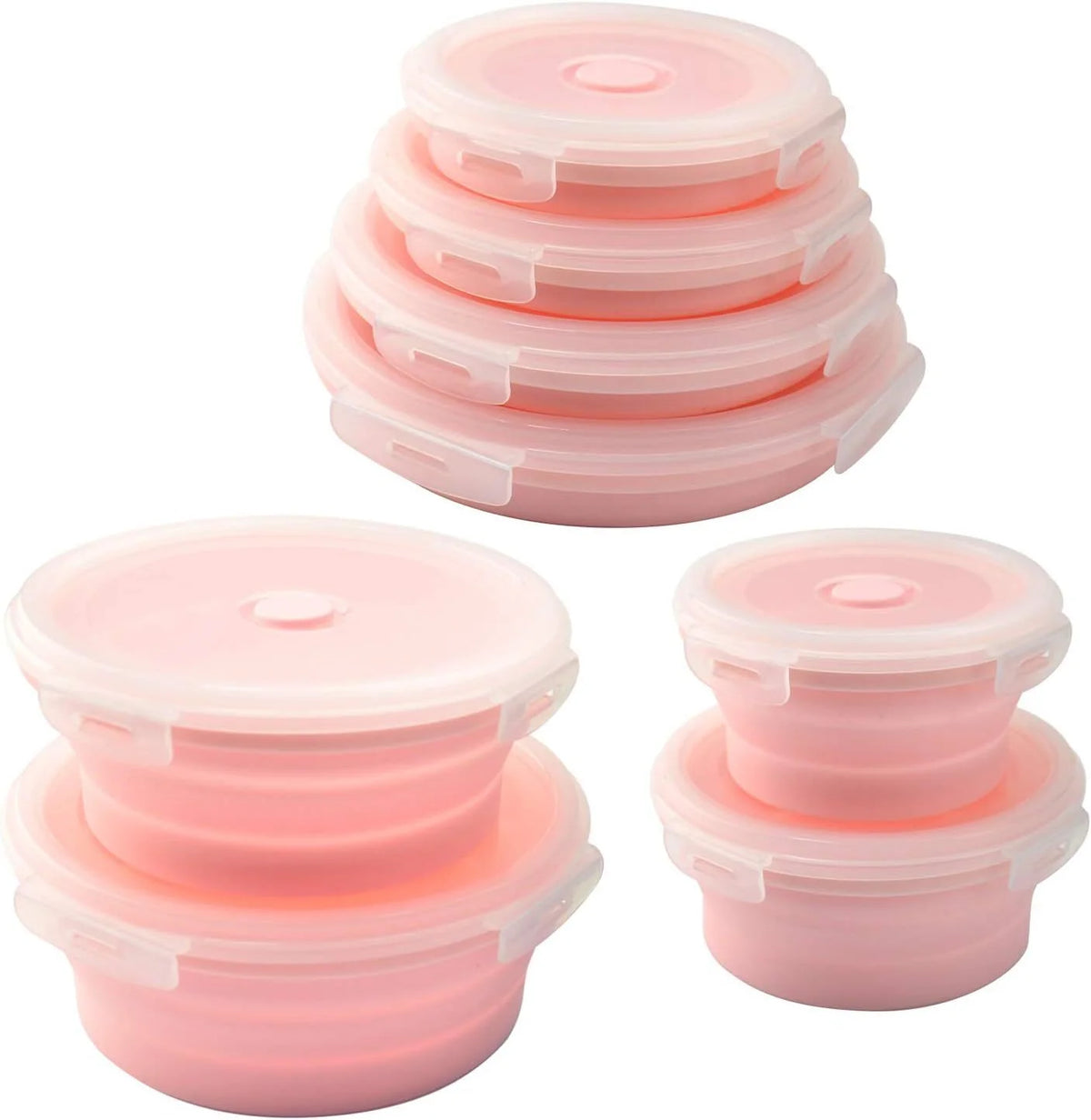 Pink Silicone Collapsible Food Storage Containers, Set of 4 H91728