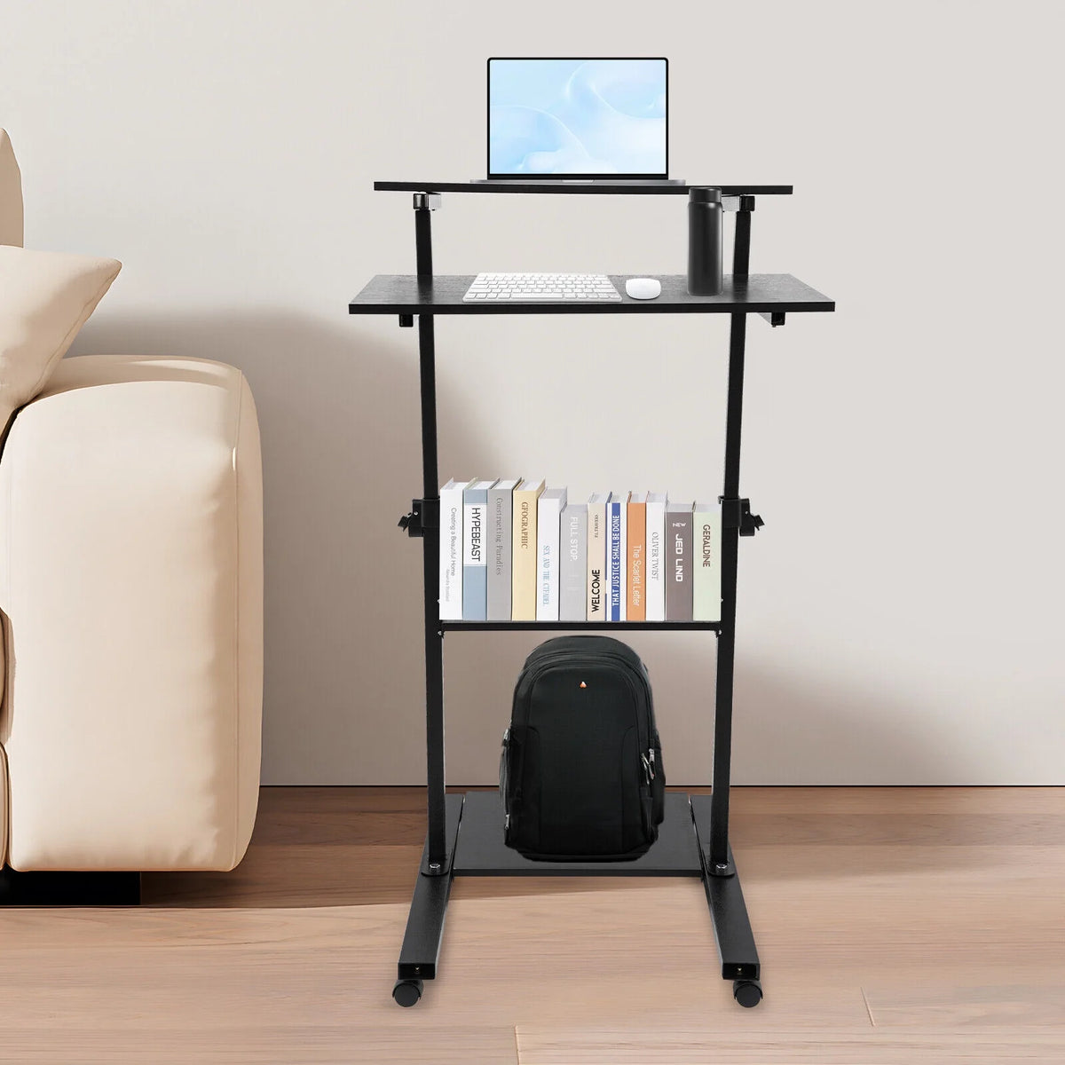 Black Adjustable Mobile Standing Desk C6315