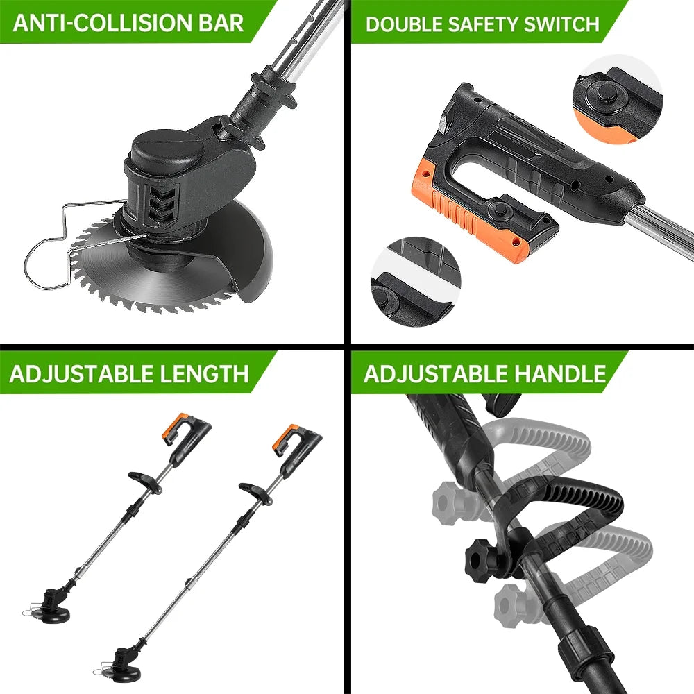 Cordless Electric Lawn Trimmer Weed Wacker 21V Grass Trimmer Lawn Edger P6111