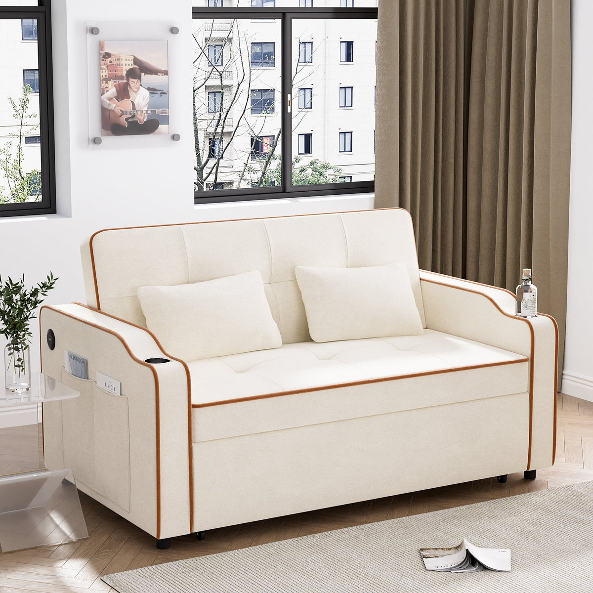 3 in 1 Convertible Sleeper Sofa Couch with Pullout Bed A350804