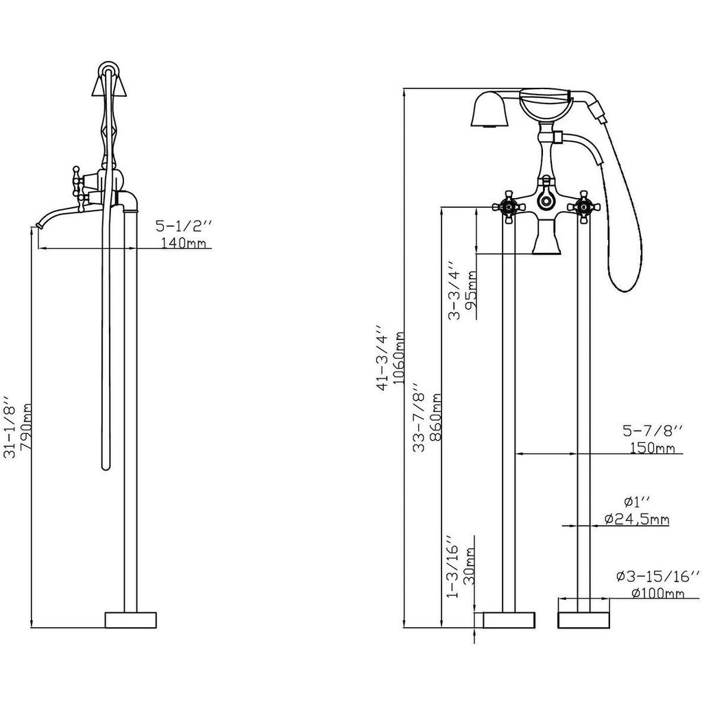 Freestanding Tub Filler Faucet with Hand Shower D67495