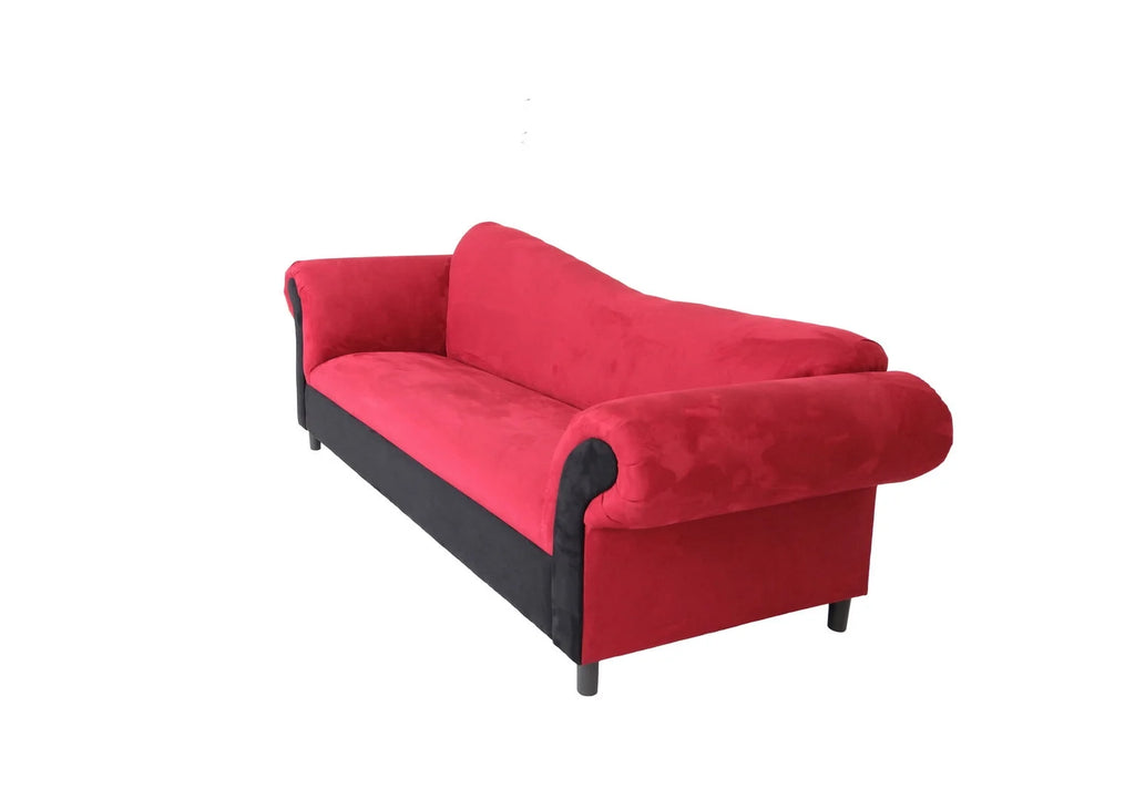 Red Velvet & Black Settee Sofa X411