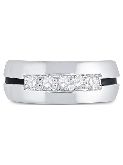 10kt White Gold Mens Diamond Wedding Band Ring 1/2 Cttw Size 8 Q139985