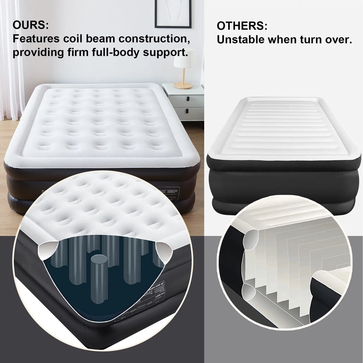 18 Inch Queen Air Mattress with Built in Pump L878