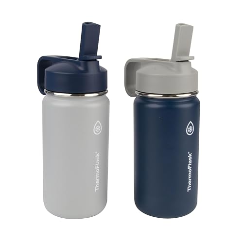 Kids Water Bottle with Straw Lid 16 oz 2 Pack I7826