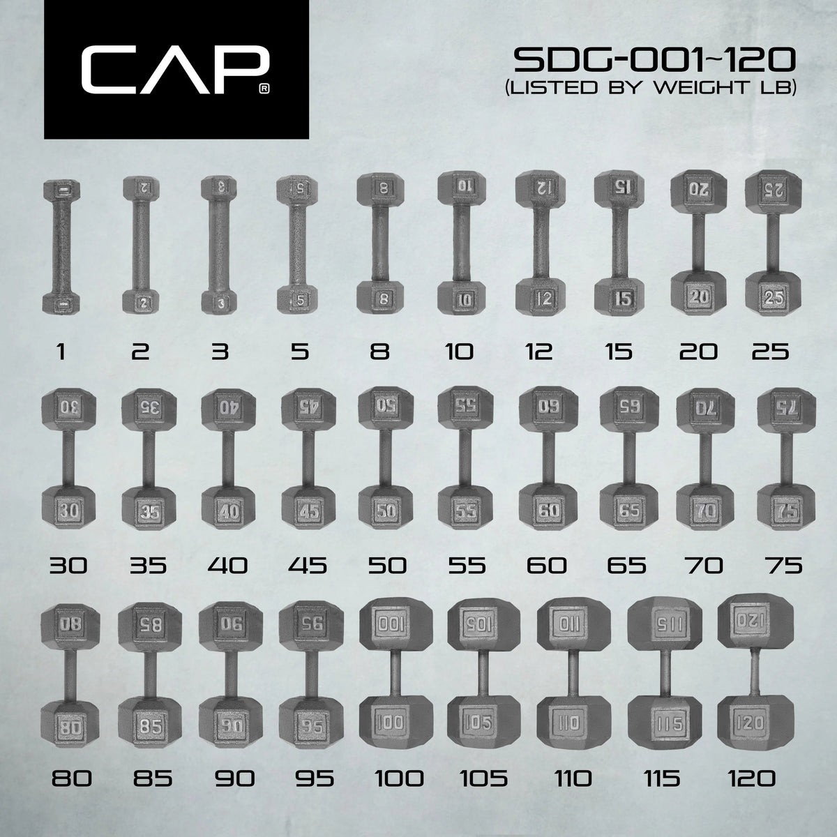 15lb Cast Iron Hex Dumbbell K307503