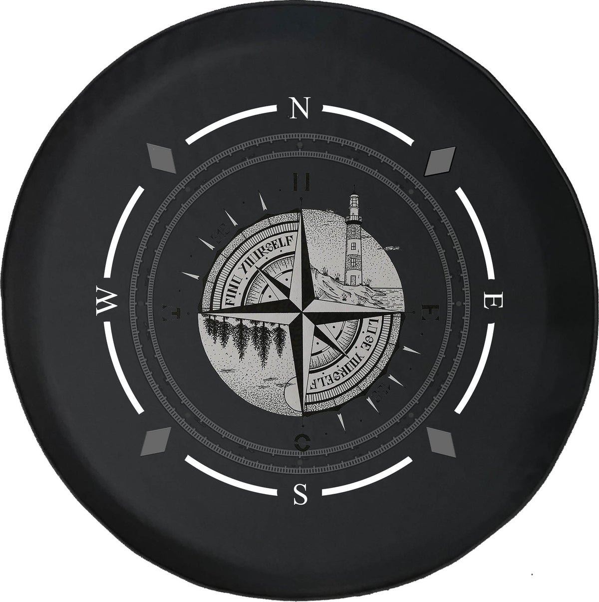 Spare Tire Cover Compass Sun Moon Compass Lighthouse Woods Wheel Covers G363