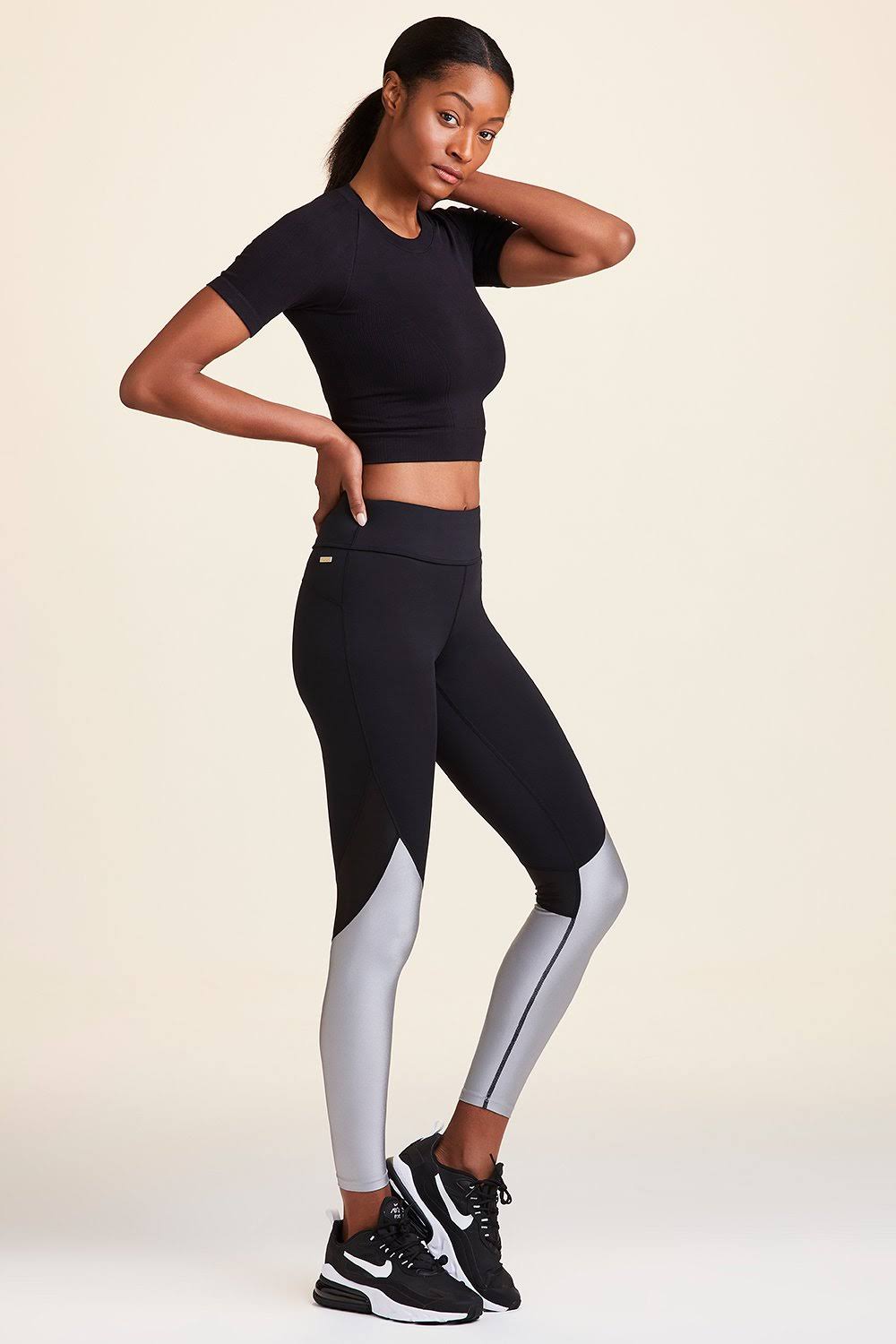 Black Silver Ankle Tight Y80083