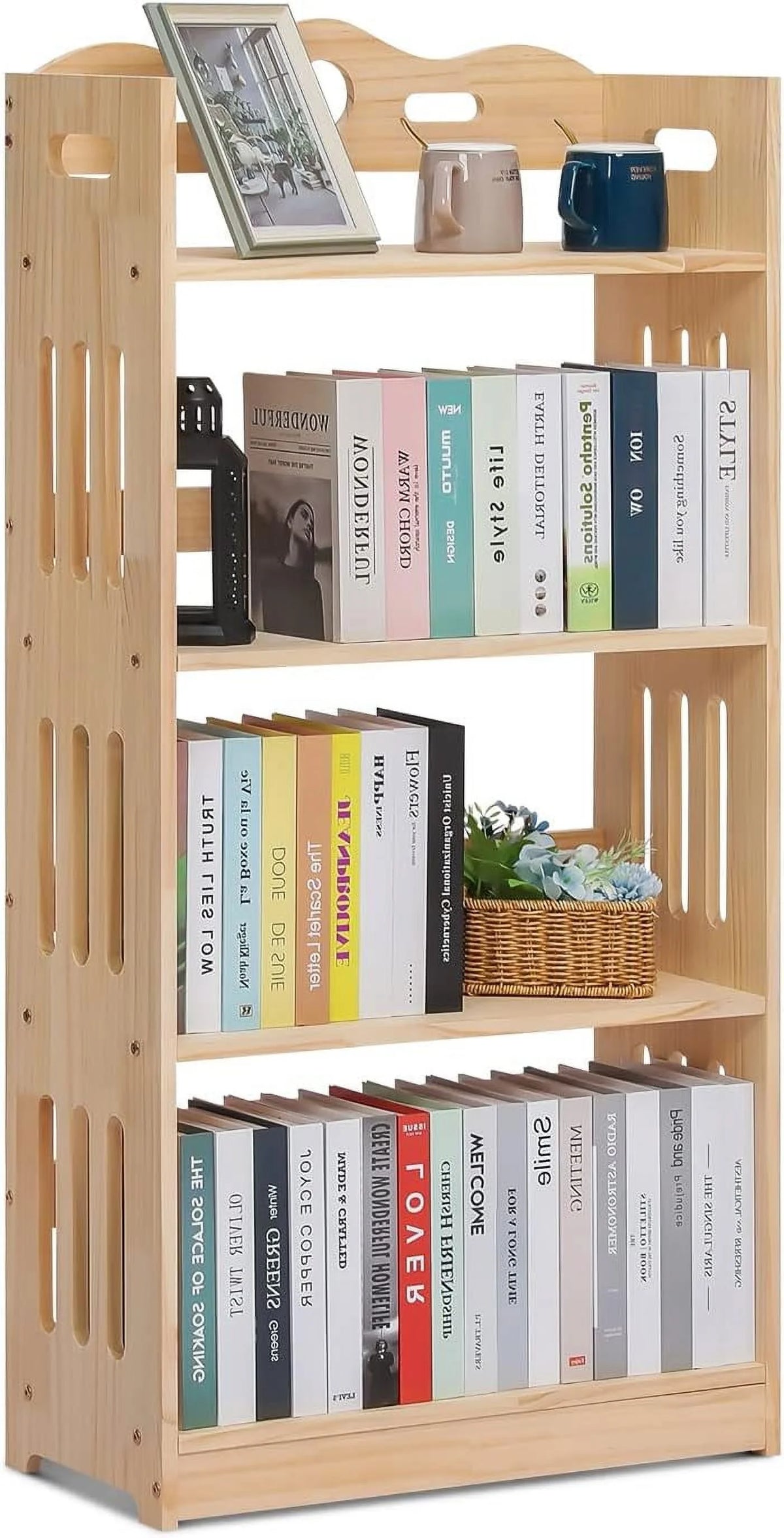 Natural 4 Tier Solid Wood Bookcase F3848