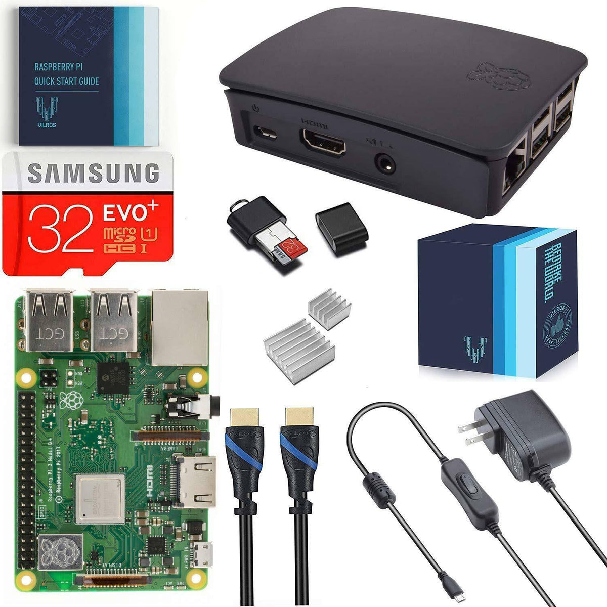 Raspberry Pi 3 Model B+ Complete Starter Kit with Official Black Case J1134