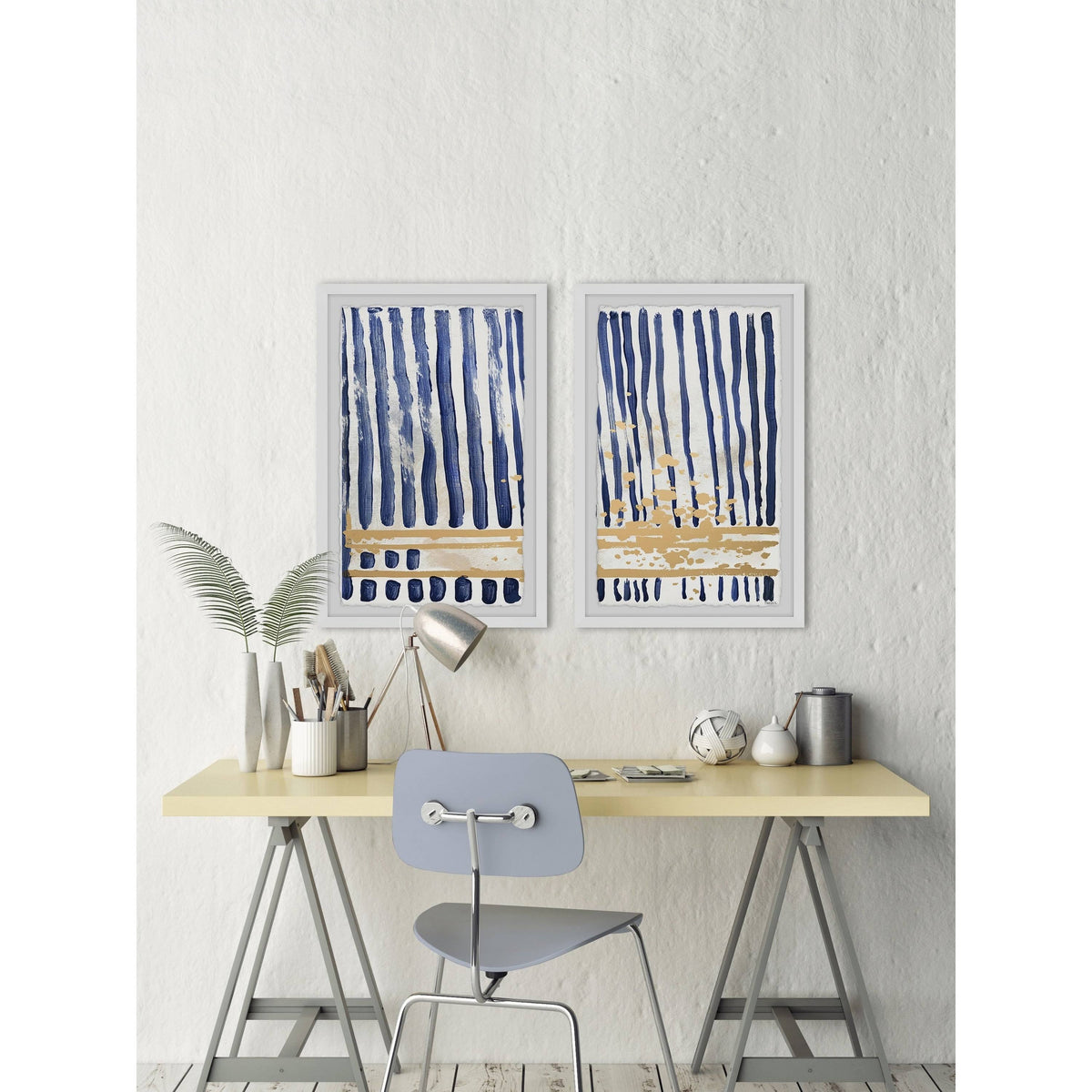 Blue Verticals Diptych, 18 inch x 24 inch N52559