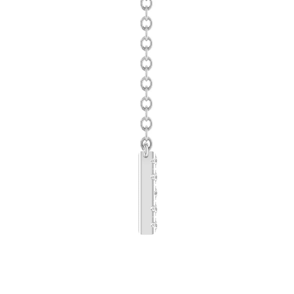 14K White Gold Diamond Initial Pendant Necklace with Silver Cable Chain, 18" S996
