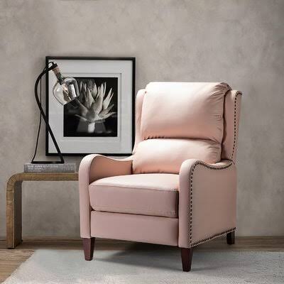 Pink Genuine Leather Club Recliner I289