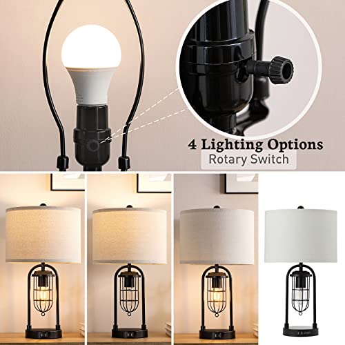 21'' Table Lamps Set of 2 with Night Light and USB Port J125