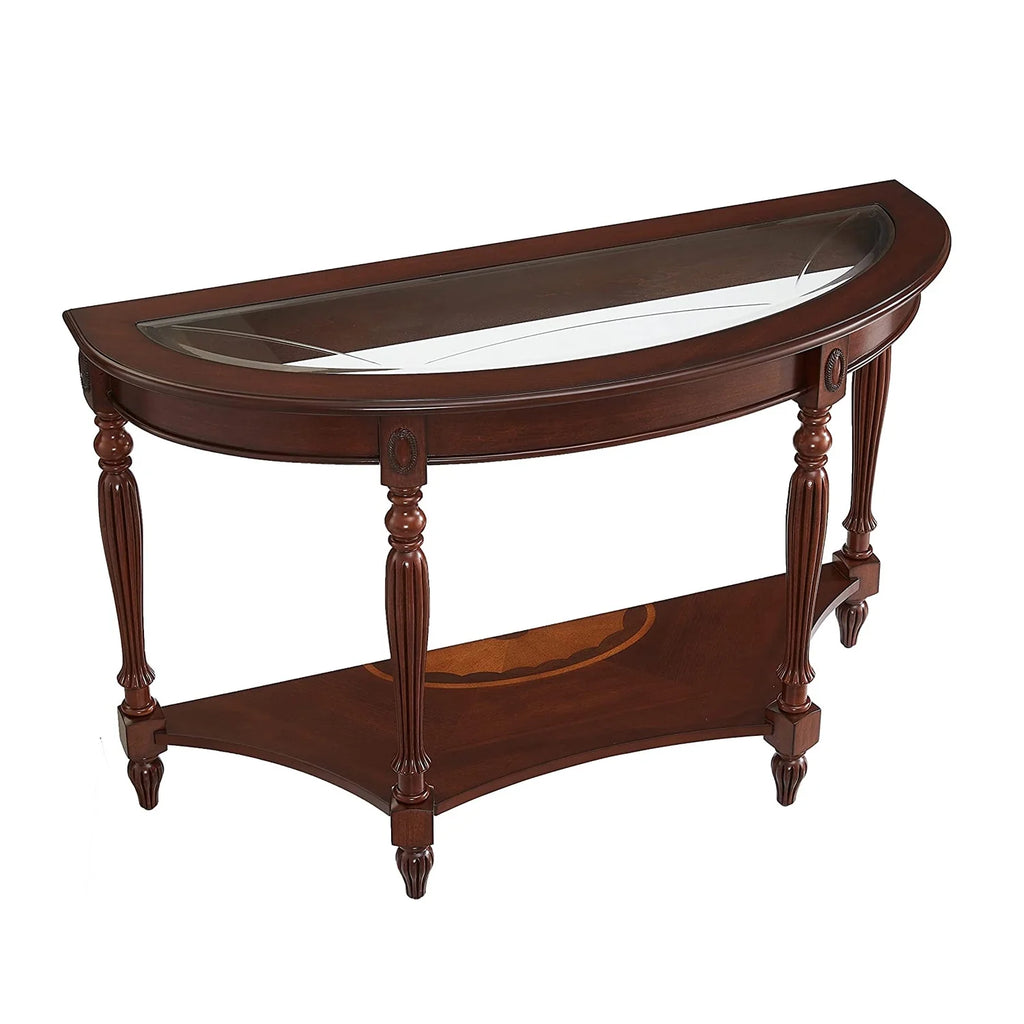 Dark Brown Oak Wood Console Table with Storage Shelf E596023