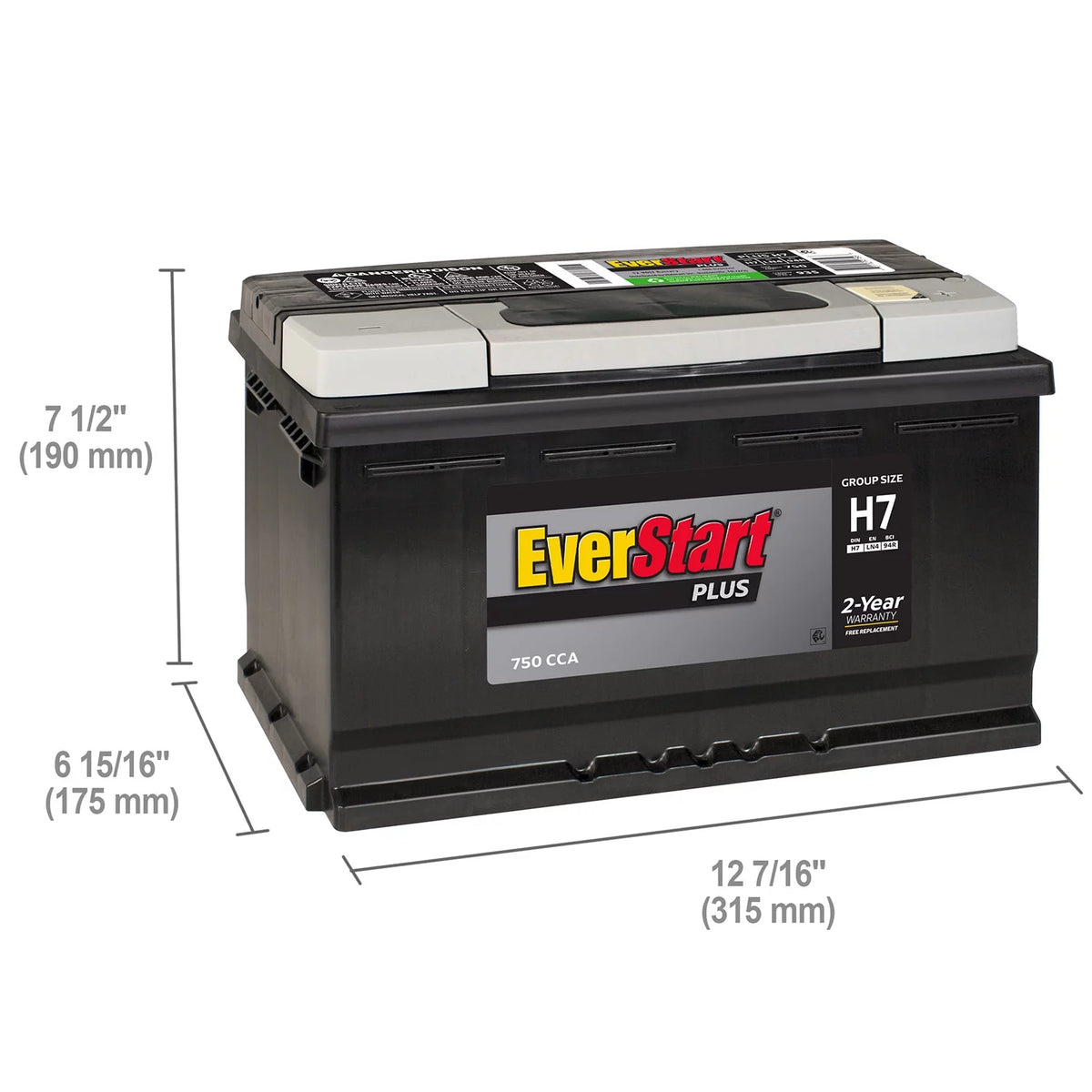 Lead Acid Automotive Battery Group Size H7 12 Volt 750 CCA J831