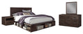 King Platform Bedroom Set With Nightstand Espresso Pine Z423