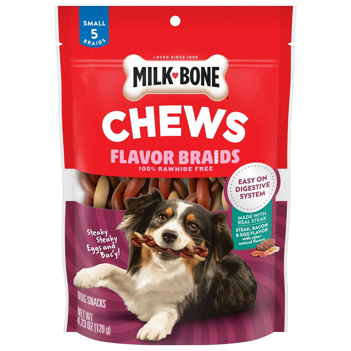 Steaky Eggs & Bacy Flavor Braids Dog Chews O578234