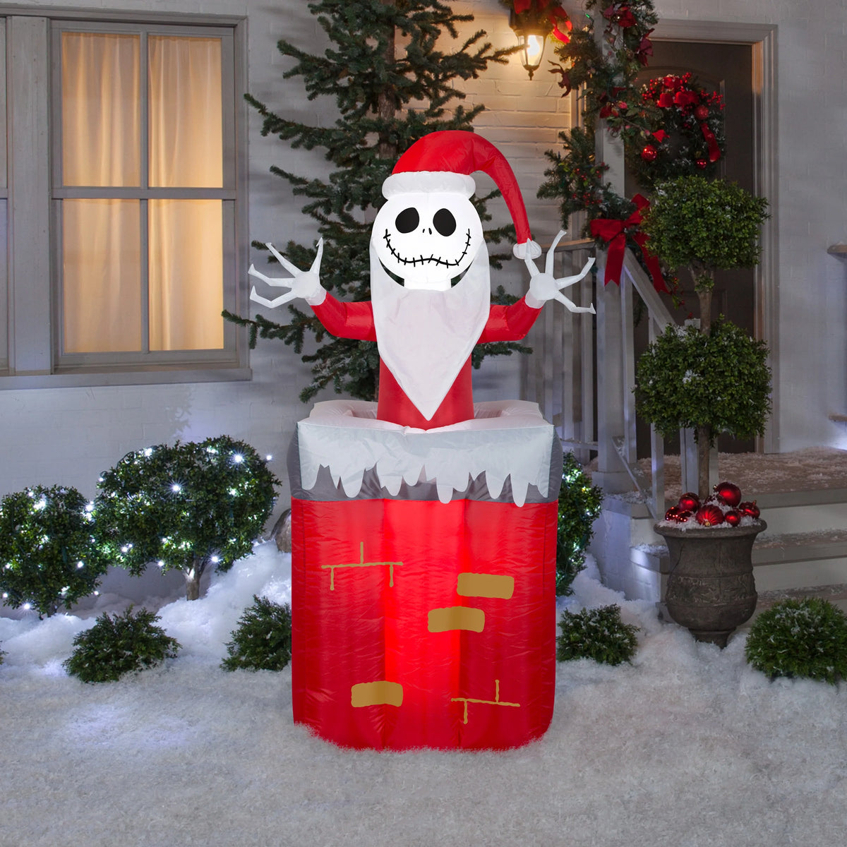Animated Christmas Airblown Inflatable Jack Skellington in Chimney, 5.5 ft Tall Y763806