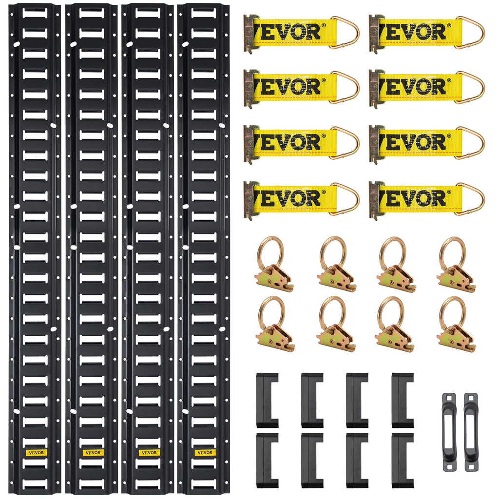 30Pcs 5ft Steel E Track Tie-Down Rail Kit with D-Ring R21492