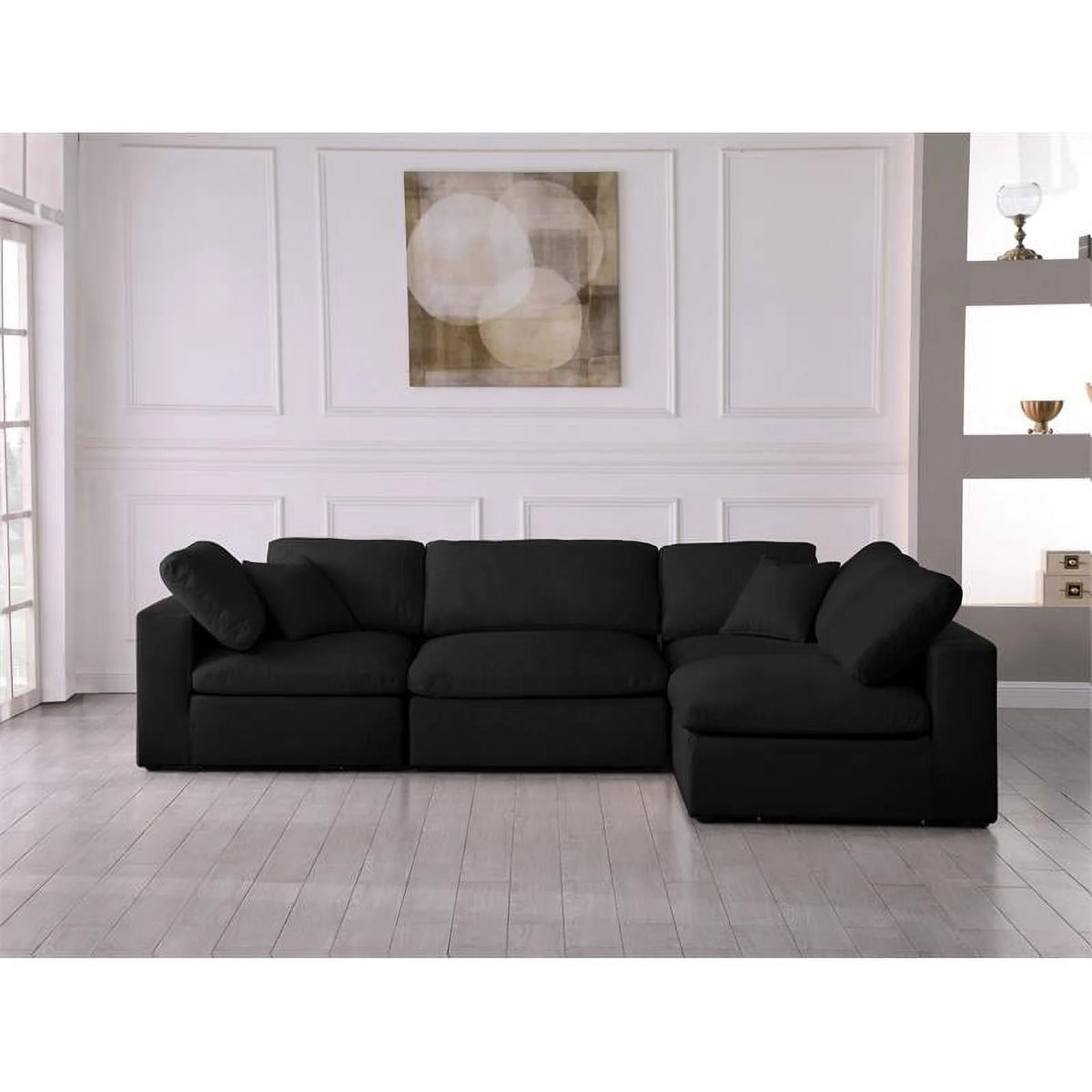 Black Linen Fabric Modular Sectional Z975507